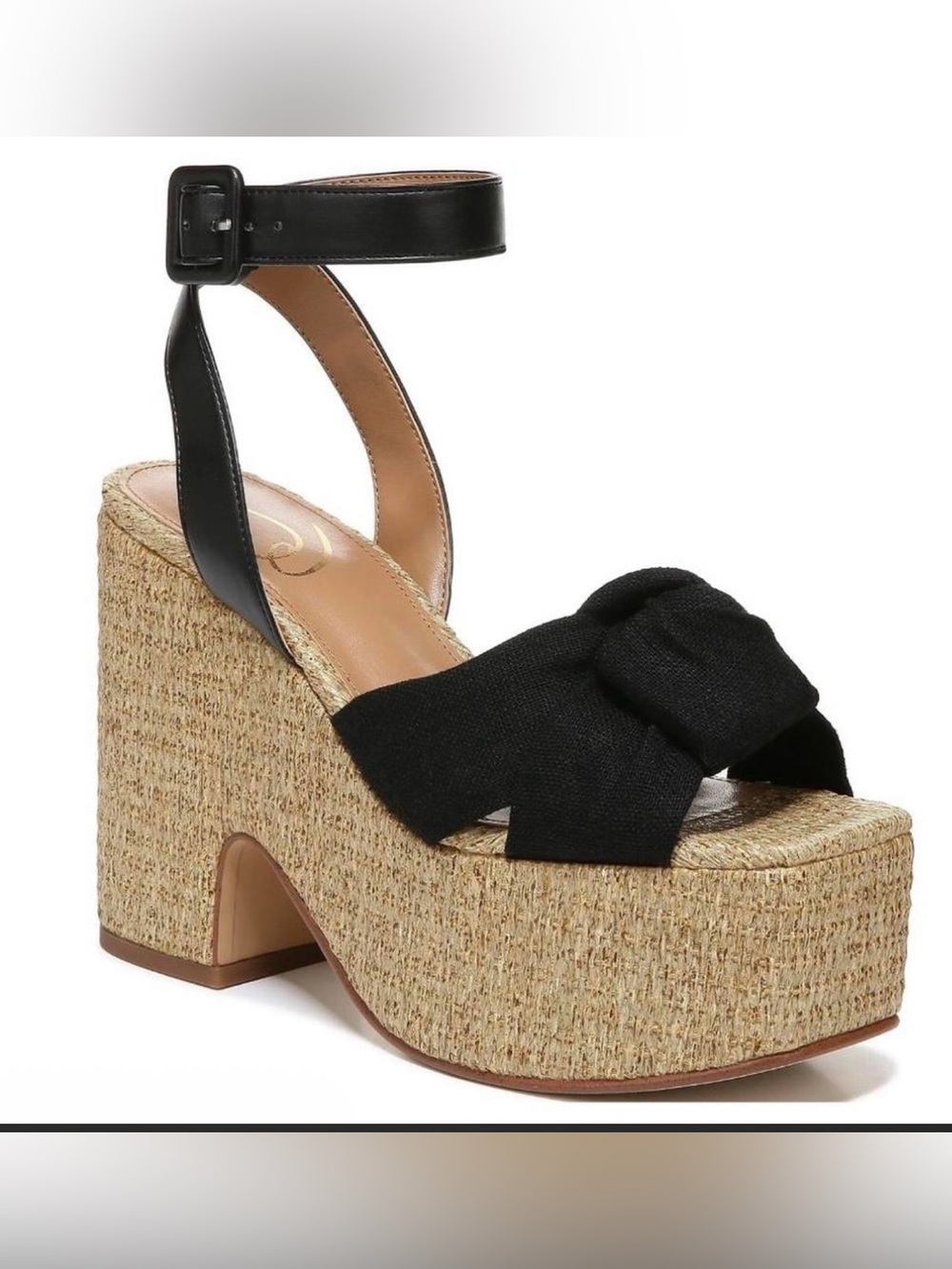 Sam Edelman Black Knotted Platform Wedge Sandals